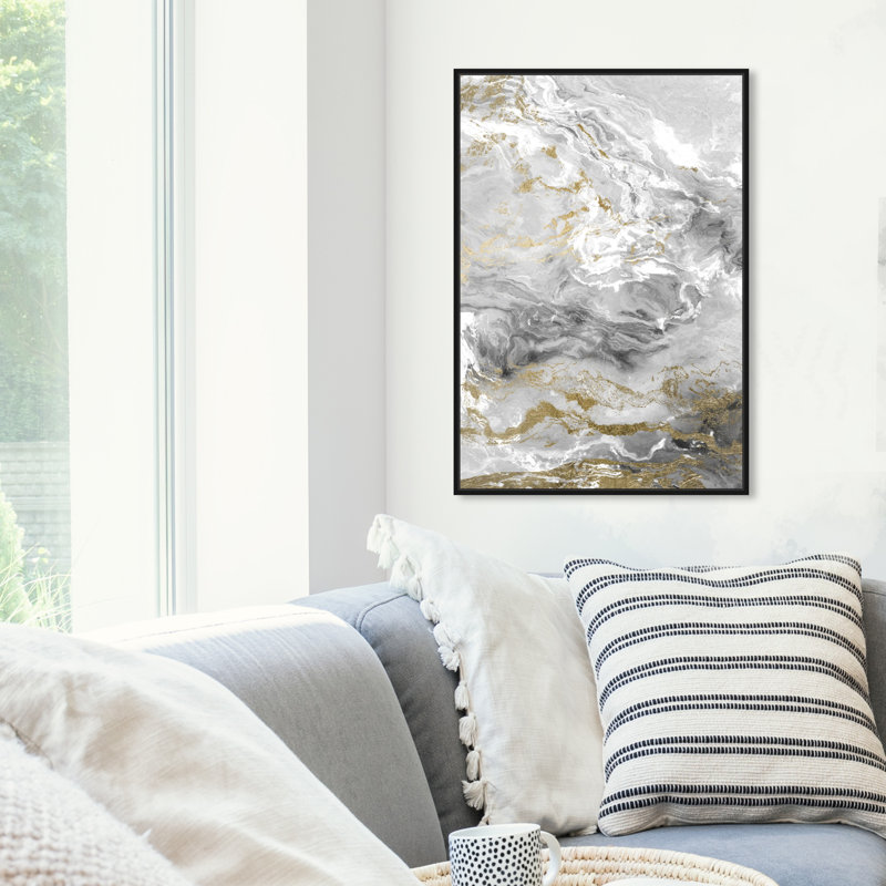 Abstrait Grazie Mille Geode Crystals - impression, H 30 po x l 20 po, Cadre flottant noir