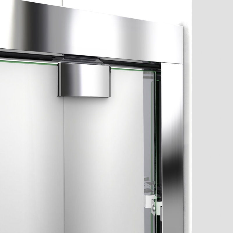Encore 78.75" H Semi-frameless Sliding Shower Enclosure, Chrome/Black, Left