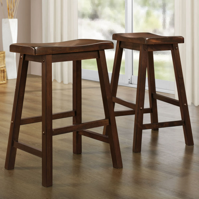 Tabouret en bois massif Whitworth, Tabouret de comptoir (siège d’une hauteur de 24, Cerisier chaud