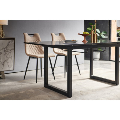 Table de salle à manger extensible de couleur noire avec pieds en métal et table de cuisine moderne pour gagner de l'espace (l 70,86 po x P 31,5 po x H 29,5 po)