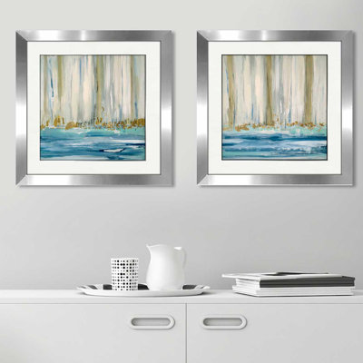 « mountain water i », ensemble de 2 reproductions de peintures à l’acrylique encadrées