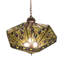 Luminaire suspendu géométrique unique / remarquable à 3 lumières élisabéthaines Tiffany