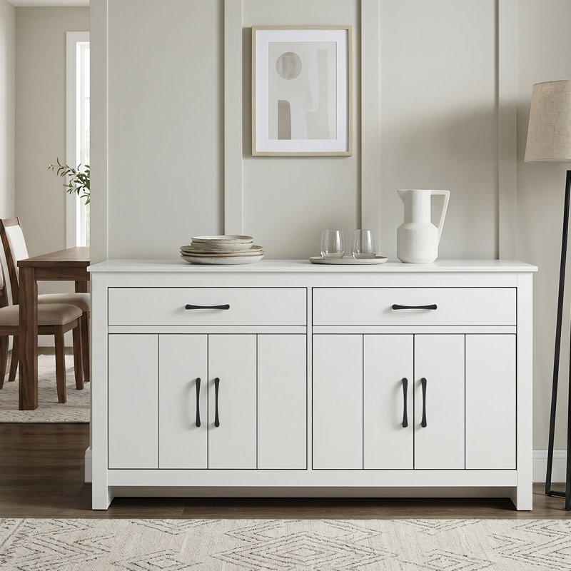 Alezae 4 Door 2 Drawer Multifunctional Sideboard, White