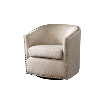 Swivel Chair - 360 Degree Spin, High Foam For Maximum Comfort, Brilliant Silver Nailheads, No Assembly Needed Enjoy Cozy Seating With Chair, Rotation, Foam, Charming Required