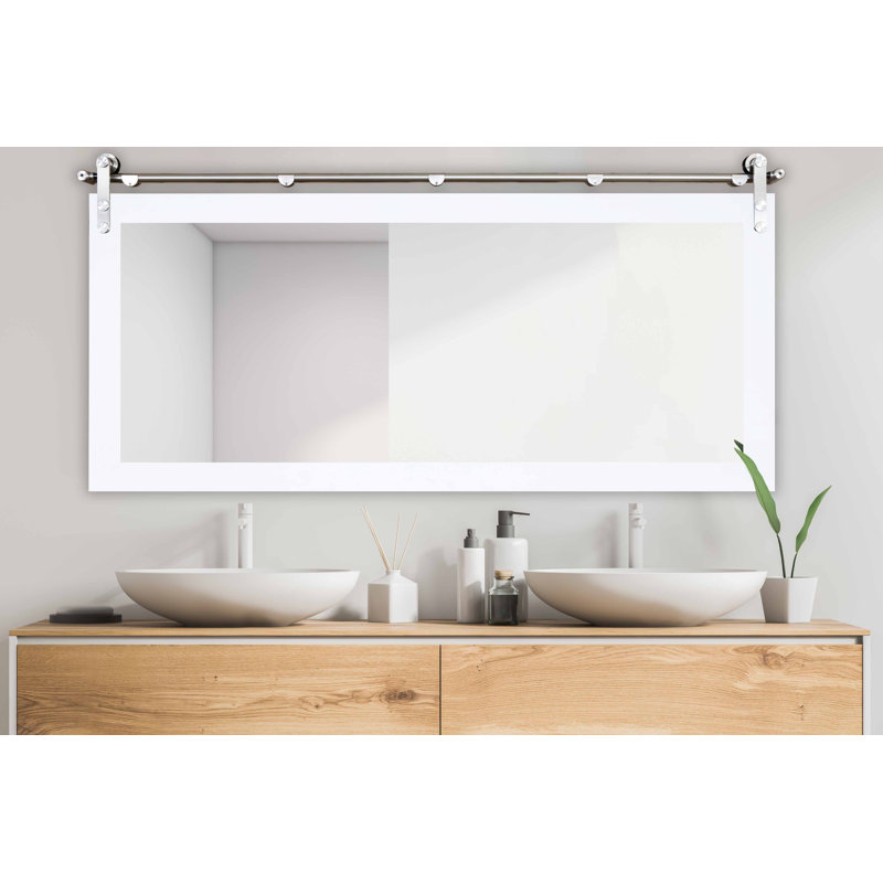 Karlyn Engineered Wood Flat Mirror, White, 30.5 x 55.5
