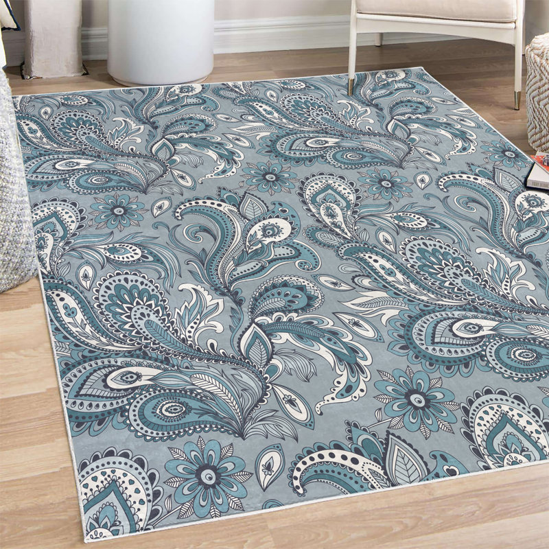 Tapis bleu ardoise, Rectangle 5 pi 2 po x 7 pi 6 po