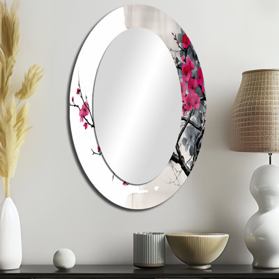 Asian Art Sumi Blossom II - Miroir mural moderne Mid-Century