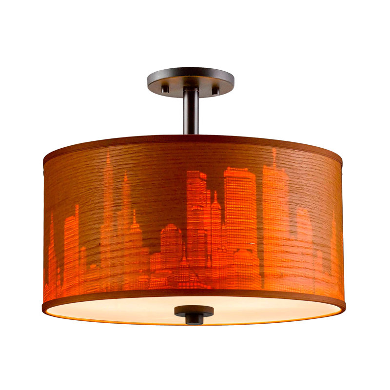 Bronze Brulee Drum Semi-Flush Ceiling Mount Light