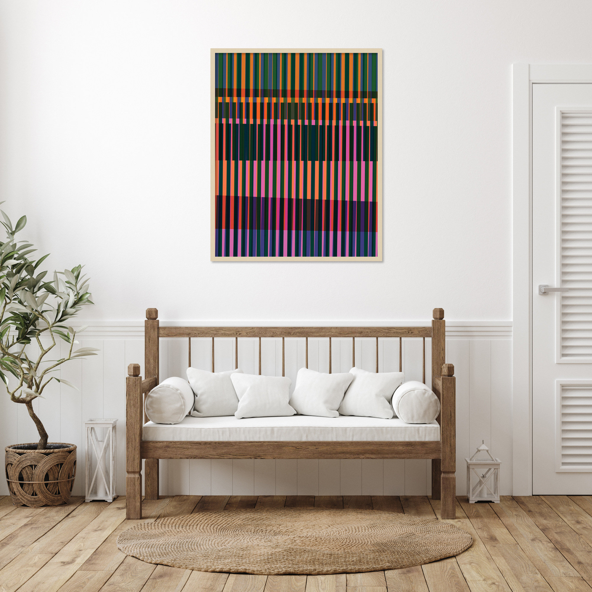 Abstract Lines 17 by Beth Vassalo, 41" H x 33" W, Brown