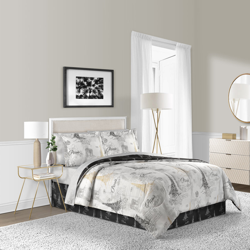 Queen White Microfiber Reversible Bed in a Bag Set