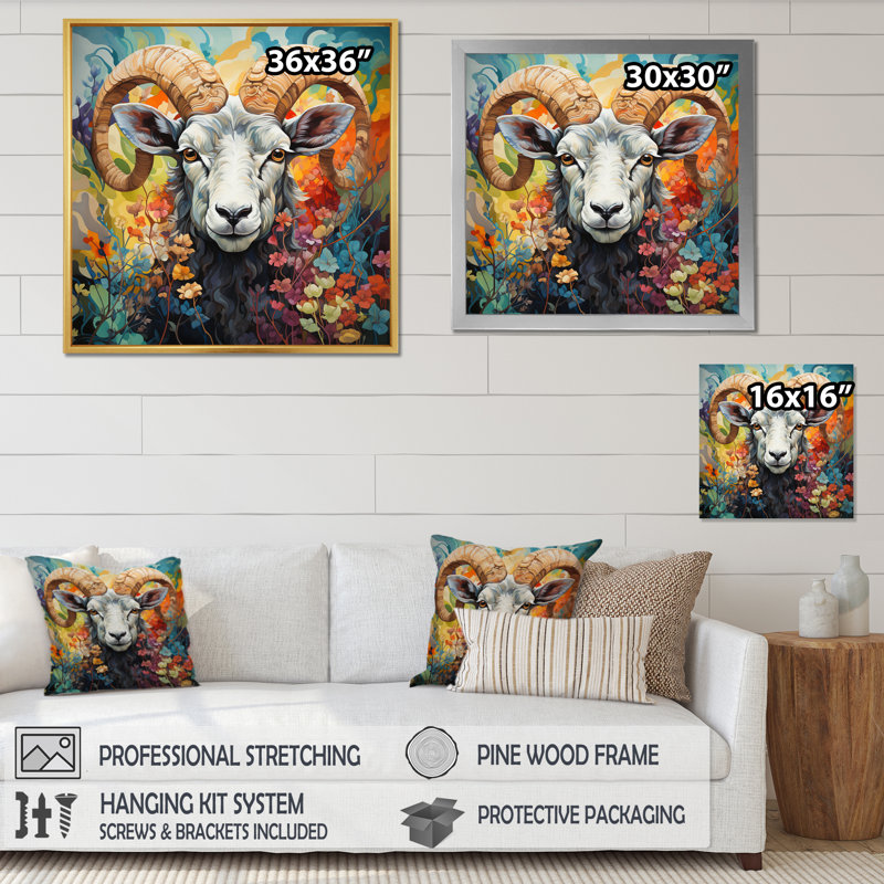 Colourful Sheep Chromatic Harmony - Animals Canvas Prints, Toile tendue, H 30 po x l 30 po x P 1 po