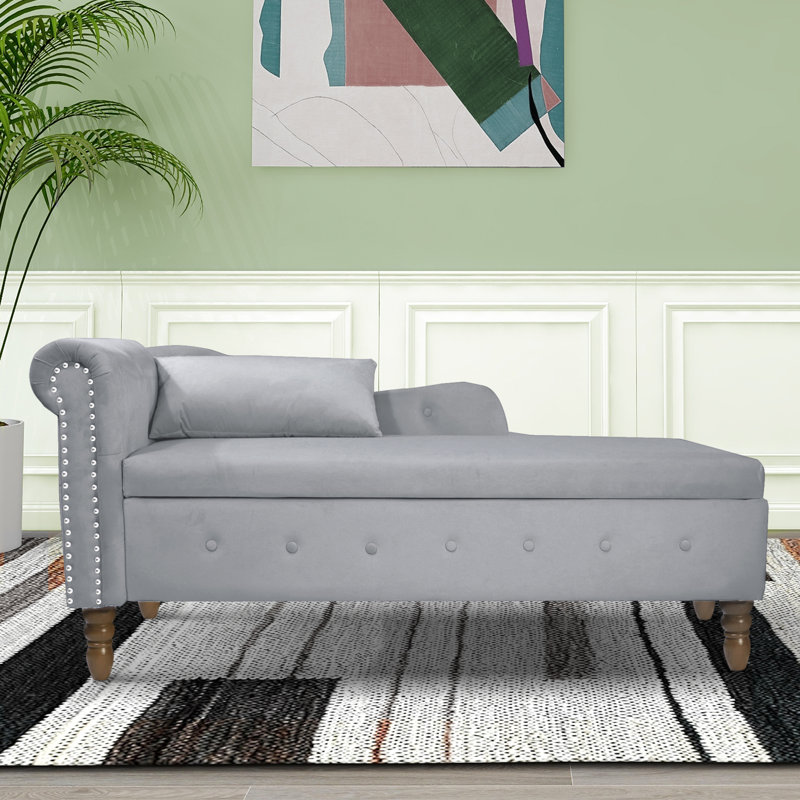 Chaise longue rembourrée Gloryvee, Velours gris