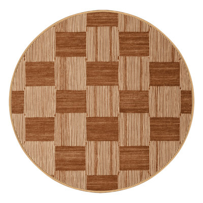 Machine Washable Checkered Brown Area Rug