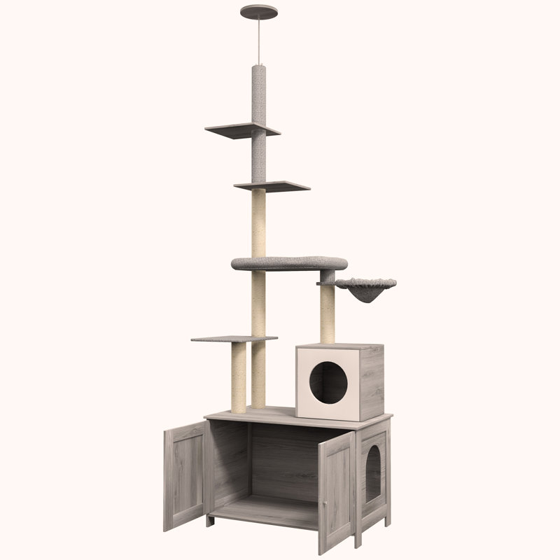 Arbre à chat polyvalent avec des équipements complets pour le plaisir et la détente félins