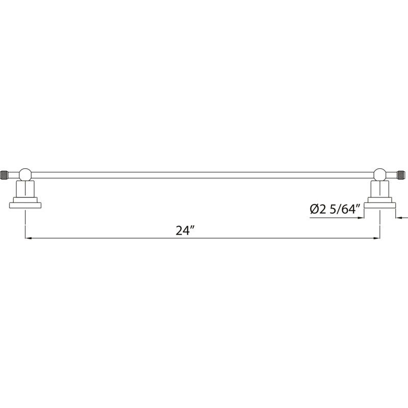 Campo™ 24" Towel Bar, Polished Nickel, 2.08" H x 20.08" L x 2.36" D