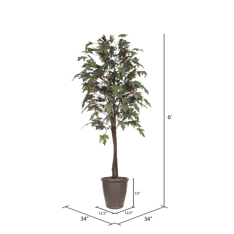 Érable artificiel en pot 72 po, Brun
