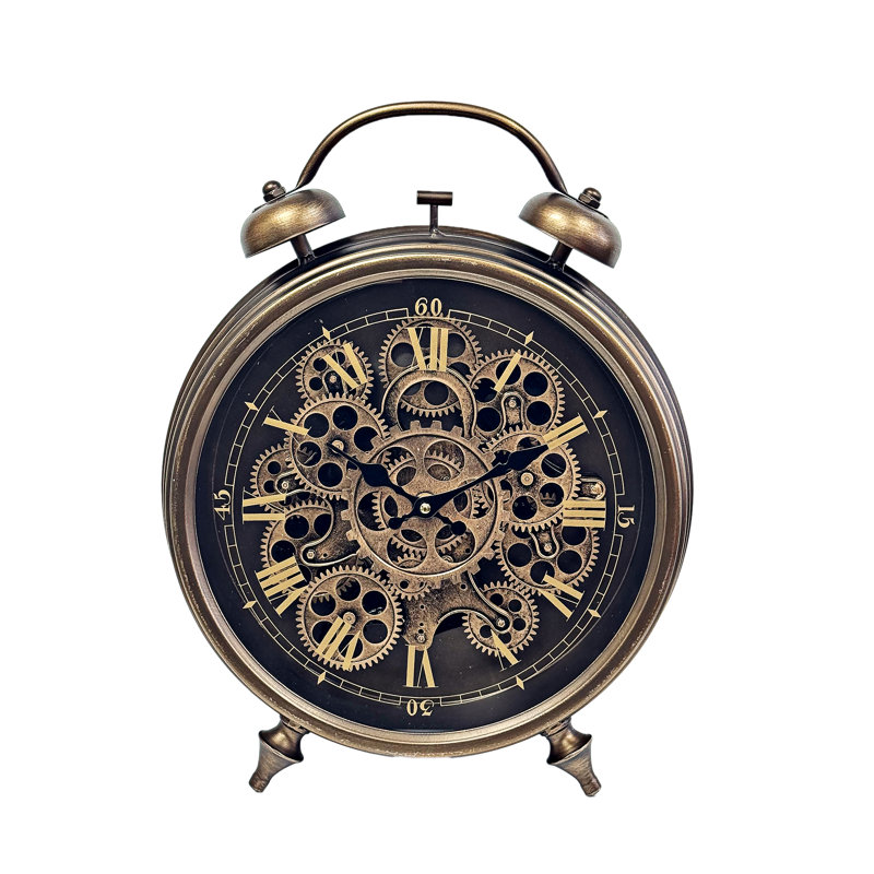 Bronze Moving Gears Table Clock, Bronze