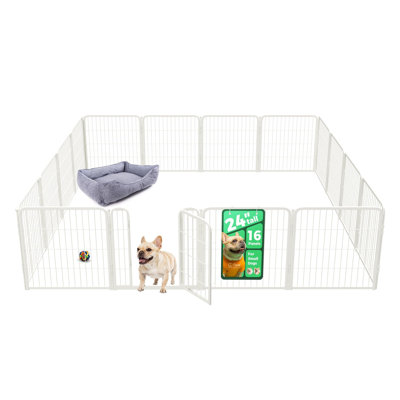 FXW Homeplus Unleashed Indoor Dog Playpen - Stress-Free and Safe Play, Heavy Duty 24 Inch 16 Panels Dog Pen for Puppy and Small Dogs, White│Patented
