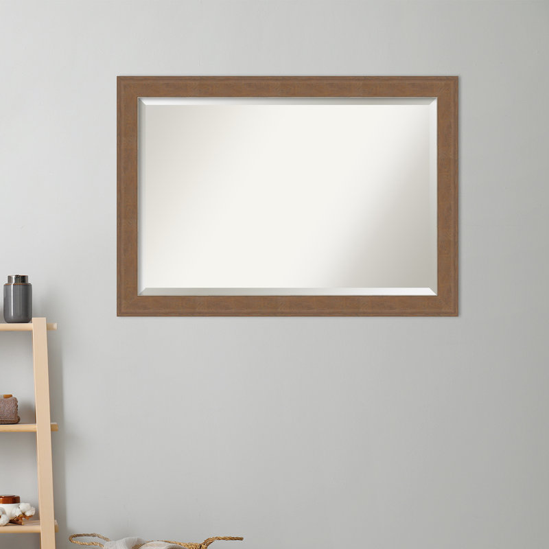 Ariele Flat Wall Mirror, Distressed Brown, 28.62" x 40.62"