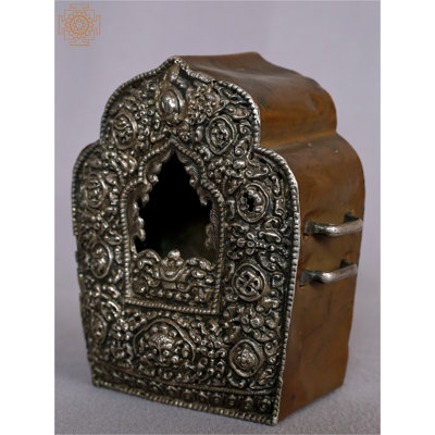  Silver & Copper And Ancient Ghau Box - Tibetan Storage Accent