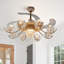 Ventilateur de plafond moderne de 42 po avec lumières à DEL et suspensions en cristal à 8 lumières