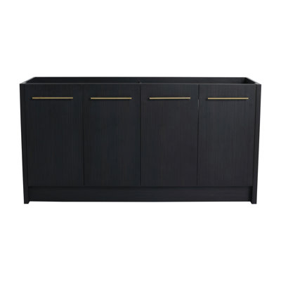 Façade de meuble-lavabo autoportant de 60 po, rangement en châtaignier noir, porte à fermeture en douceur, grande capacité de rangement, meuble-lavabo de 60 po en contreplaqué, style, rangement spacieux, cadre