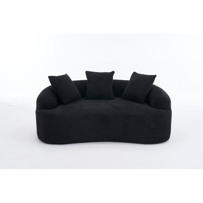 Canapé courbé à compression avec éponge et canapé compact sans assemblage pour petits espaces et appartements, Noir