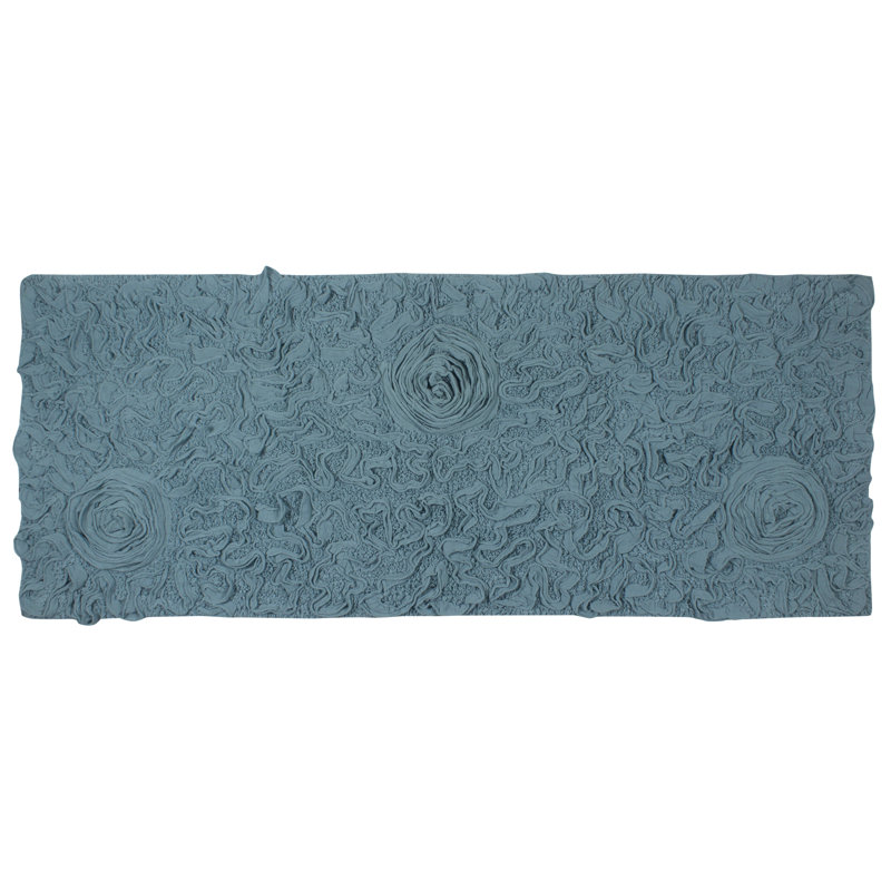 Skak Cotton Bath Rug, 21" W x 54" L, Blue