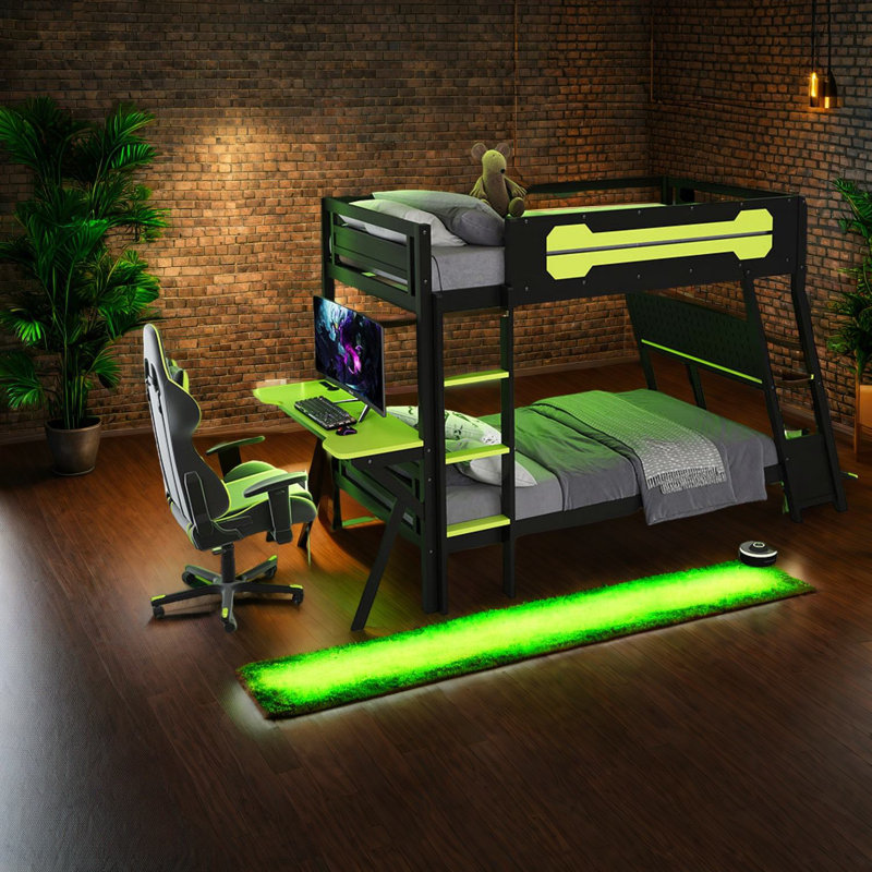 Lits simples en bois multifonctionnels, style jeu avec ports de bureau USB