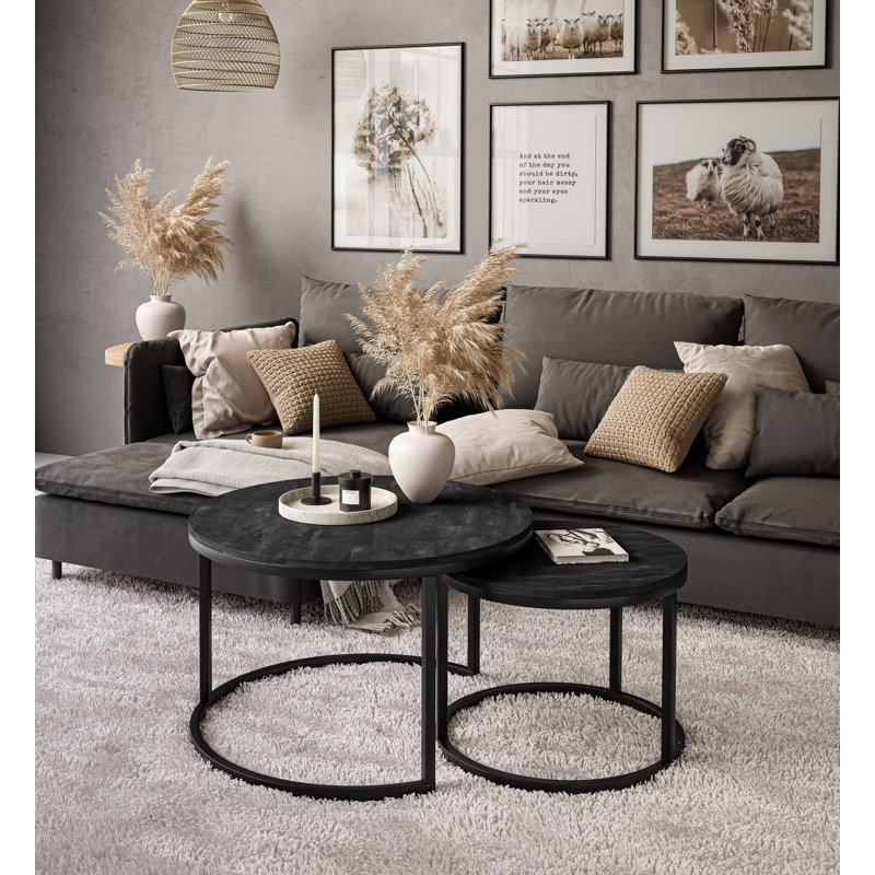 Harsho Frame Coffee Table, 49cm H x 70cm L x 70cm W, Black