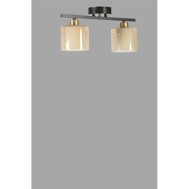 Elegant Black & Amber Chandelier, Metal Body, 14.6 in Diameter x 7.9 in Height, 14.2 in Length | E27 Socket, Max 40W, IP20 Rated | Perfect for Dining Room, Living Room, and Modern Home Decor