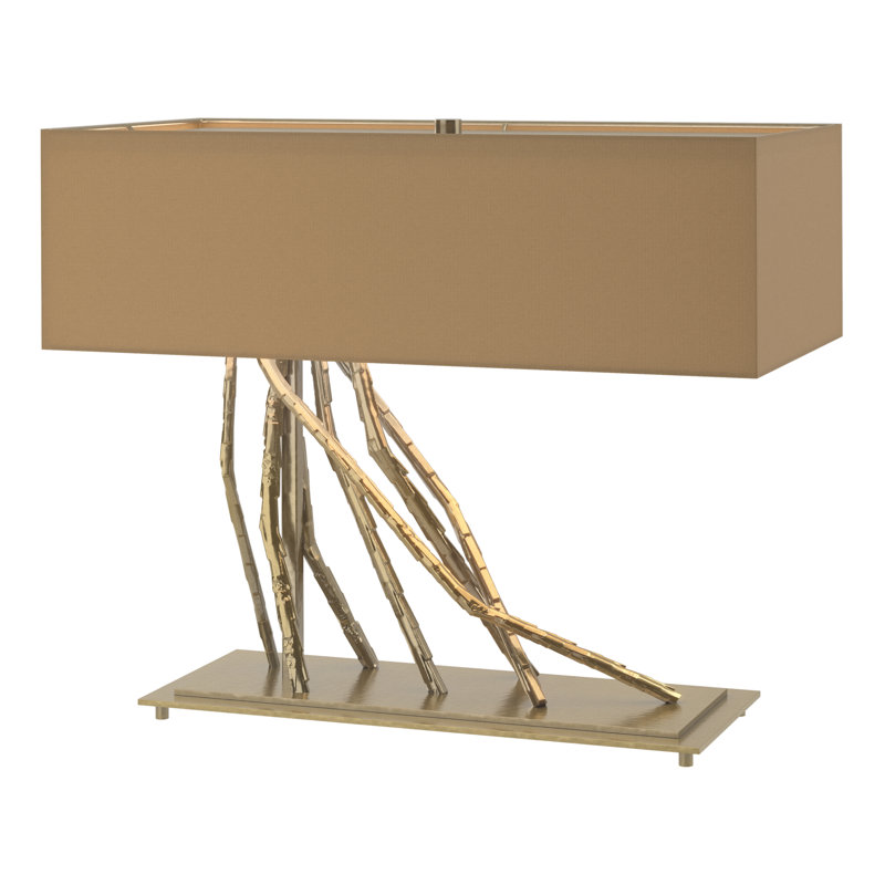 Brindille 16.5" Table Lamp, Modern Brass, Natural Anna