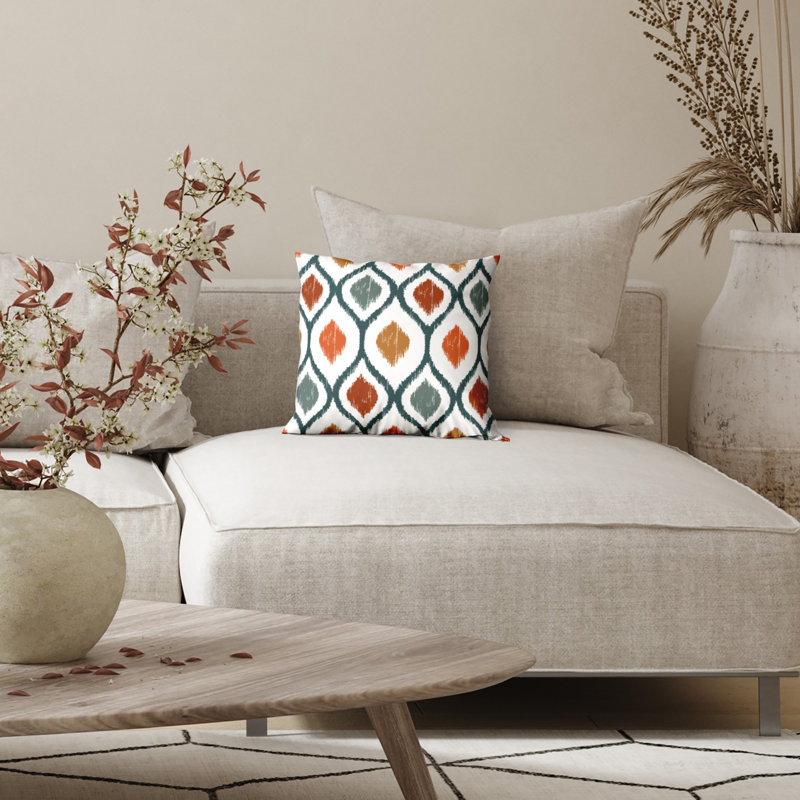 Coussin décoratif à motif de losanges avec polyester de qualité supérieure, Style bohème, 16 po x 16 po