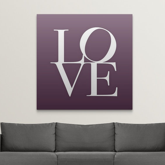 «Love» par Francy, art textuel, H 16 po x l 16 po x P 1,5 po, Toile