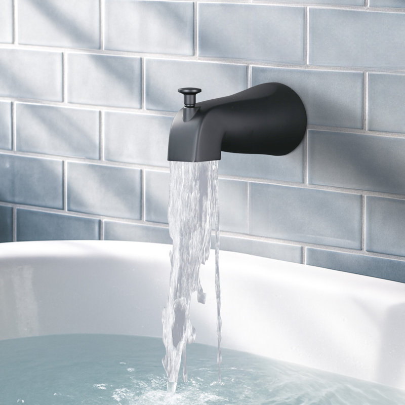 5.27" Wall-Mount Bath Spout With Diverter, Matte Black