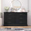 Commode 6 tiroirs rétro avec poignées dorées, commode de ferme 47 po pour chambre-670236245