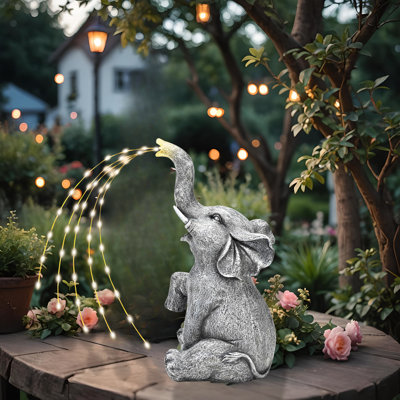 50 LED Solar Elephant Statue, Twinkling Outdoor Animal Sculpture For Garden, Patio Decor, Waterproof Thanksgiving & Housewarming Gift