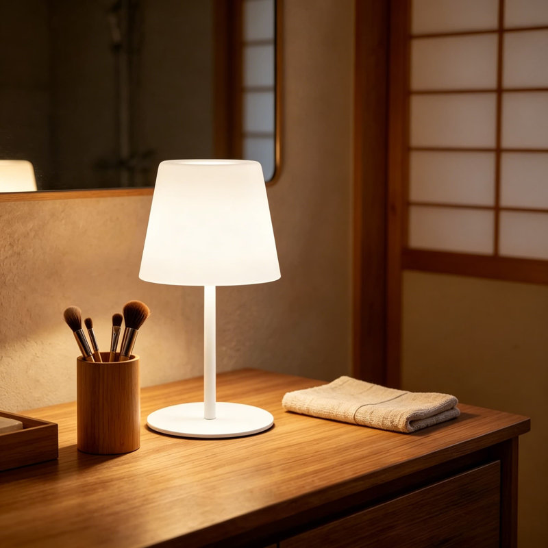 Lampe de table à DEL rechargeable sans fil avec batterie 4000 mah, IP65 imperméable pour la douche et la salle de bain, veilleuse à intensité variable à 3 couleurs pour la chambre de bébé, les soins de la peau, le spa et le chevet
