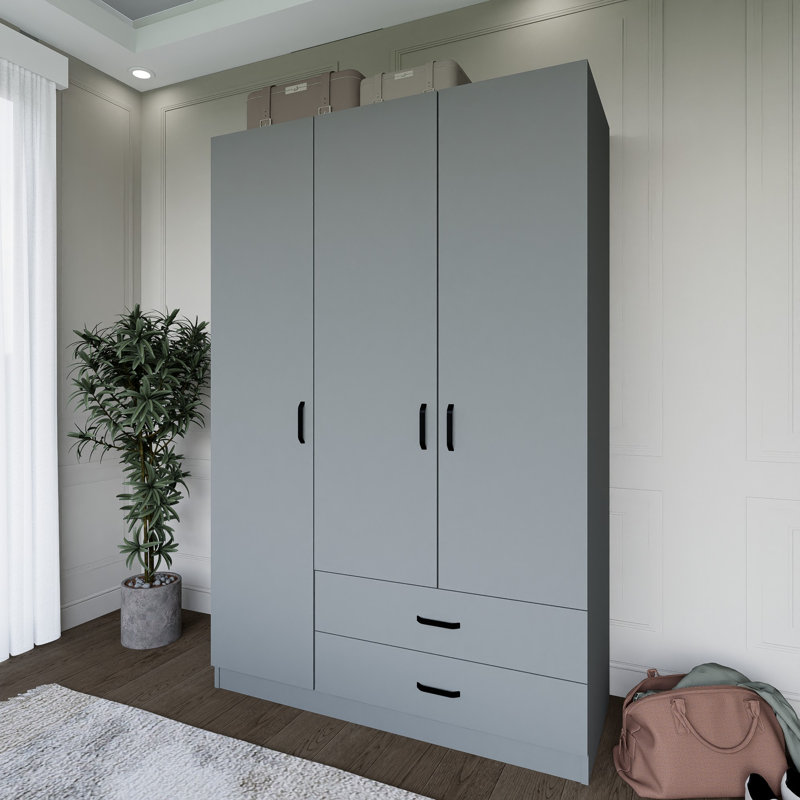 Berend 3 Door Manufactured Wood Wardrobe, Grey