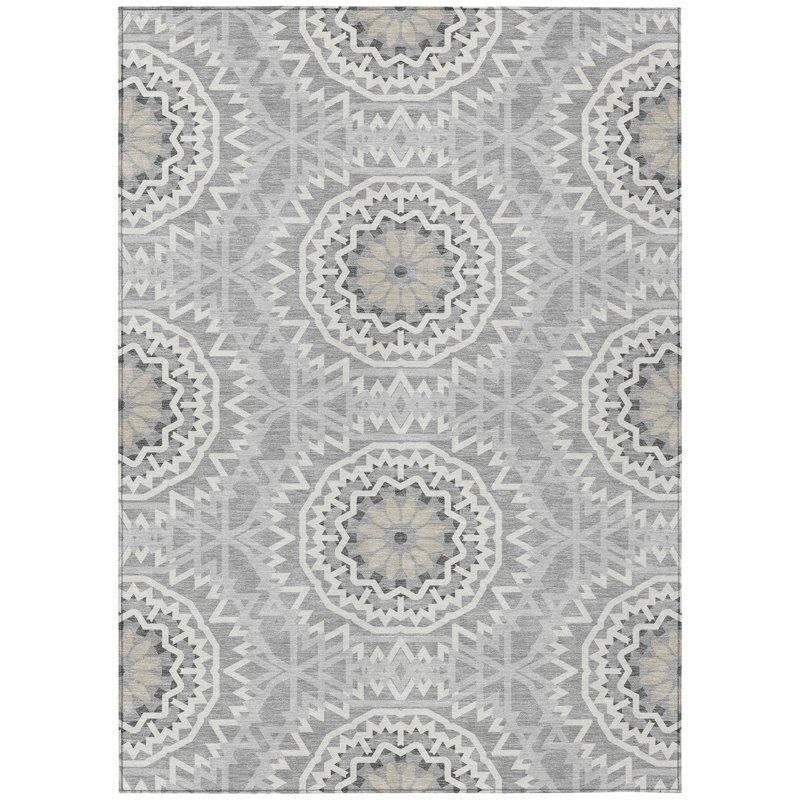 Kawtar Washable Geometric Indoor / Outdoor Rug, Rectangle 5' x 7'6"