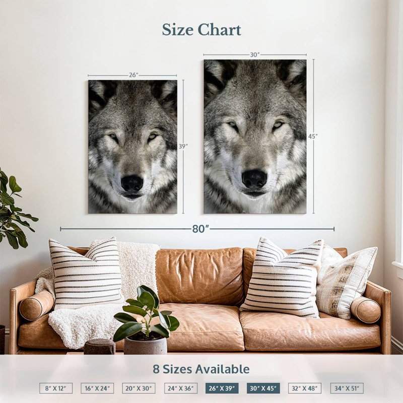 Brampt Gray Wolf Head, 45" H x 30" W