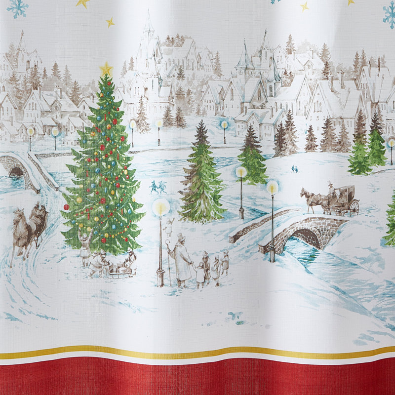 Liles Santa's Snowy Sleighride Holiday Shower Curtain