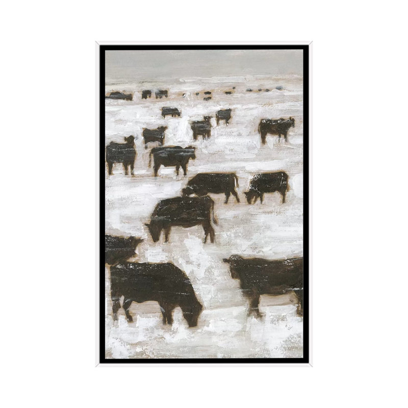 «Winter Grazing I» par Ethan Harper - reproduction d'art, H 26 po x l 18 po x 1,5 po, Toile blanche encadrée, Pas de tapis
