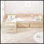 Lit plateforme simple en L avec trois tiroirs de rangement-1789526168