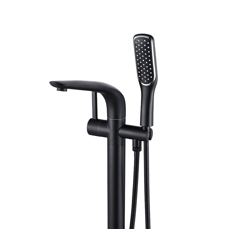 Bec de baignoire au sol avec douchette, Noir mat