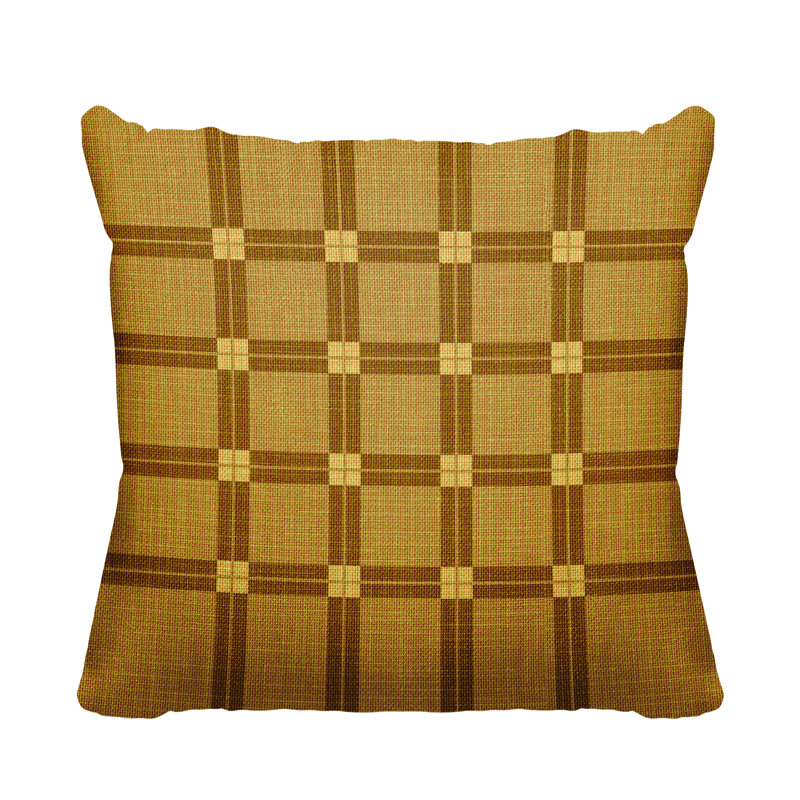 Plaid Outdoor Reversible Throw Pillow, 15" W x 15" H, Gold
