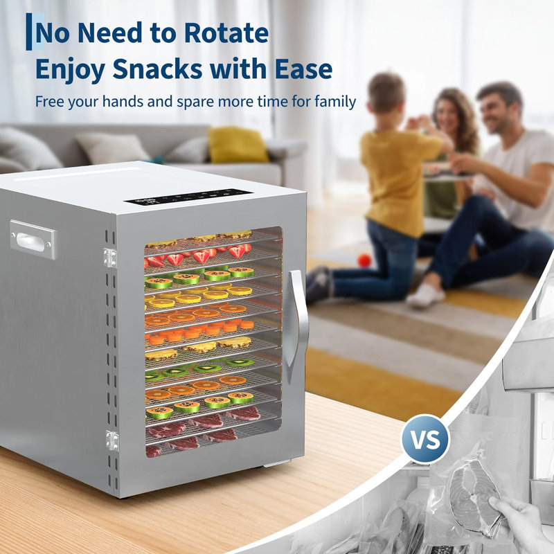 12-Tray Food Dehydrator Machine, with 85°F-160°F Temp Control,24H Timer