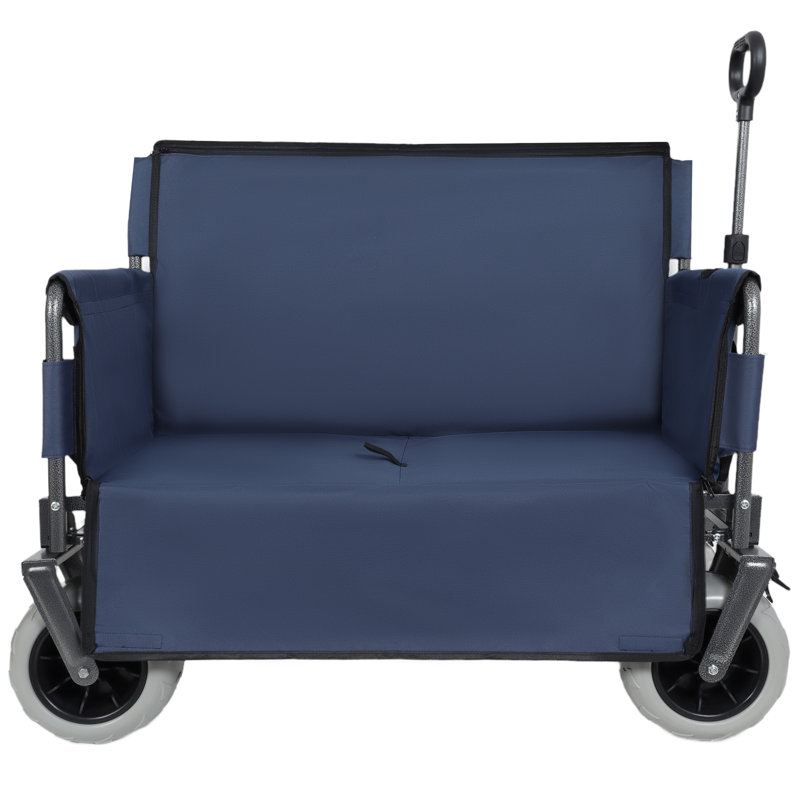 Chariot pliant 3 en 1 avec siège de banc - capacité de 500 lb, roues tout-terrain de 9 po x 4 po, structure en acier robuste pour le camping, la plage et l'extérieur