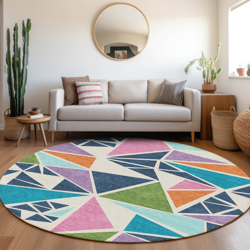 Tapis blanc intérieur / extérieur Aristea , 8 pi x 8 pi