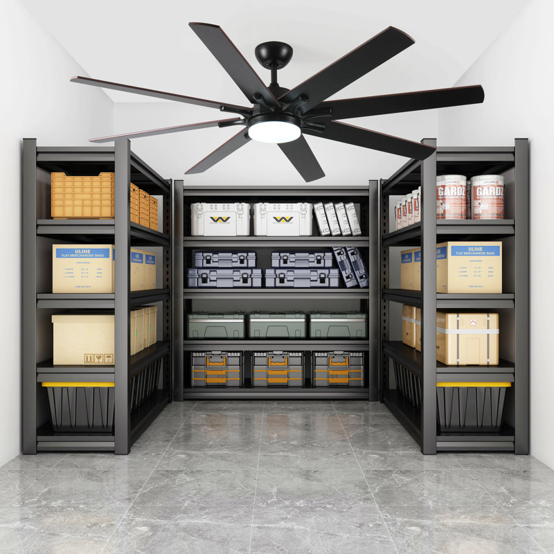 72 Inch Large Ceiling Fans With Lights And Remote, Indoor/Outdoor Black Modern Ceiling Fan For Kitchen Living Room Patio, 6 Speed Reversible Quiet Dc Motor, Dual Finish 8 Blades